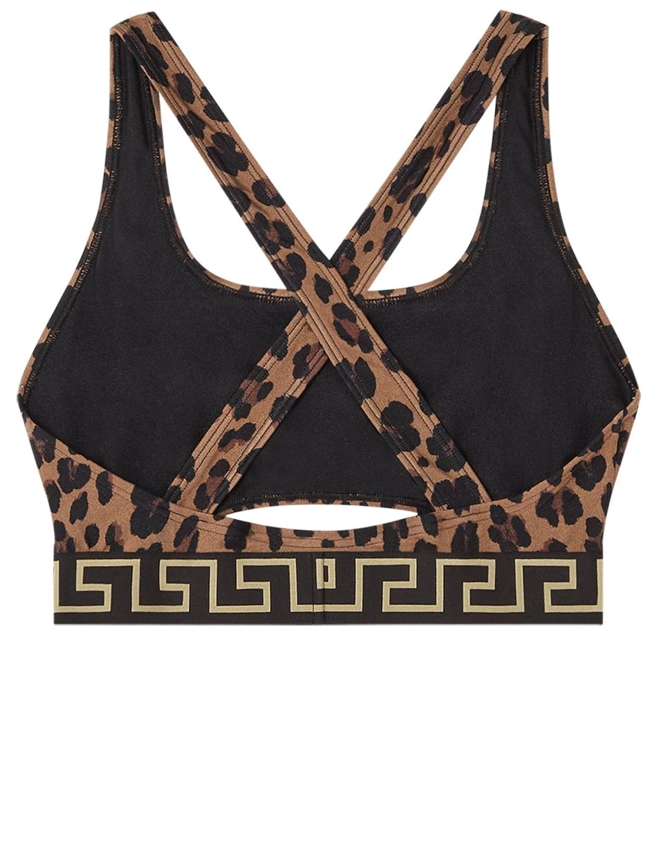 Affordable Women print bikini top Greca-trim leopard Versace 0706